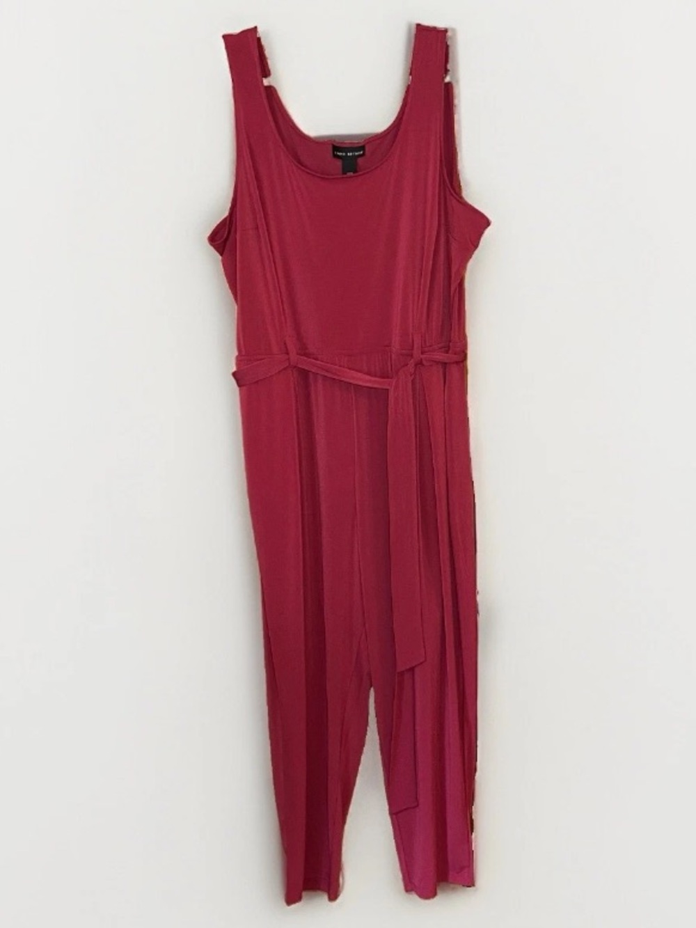 Lane Bryant 22/24 Jumpsuit Pink Sleeveless Tie Waist Belted Draped Wide Leg Soft